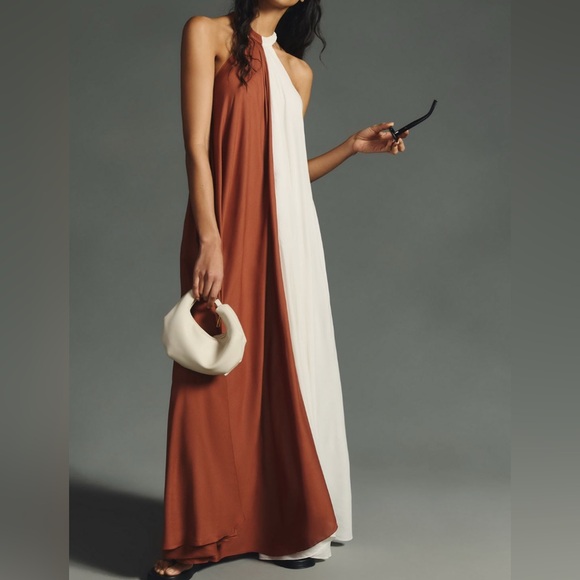 Anthropologie "Let Me Be" Colorblock Halter Dress ✨ - Picture 1 of 9